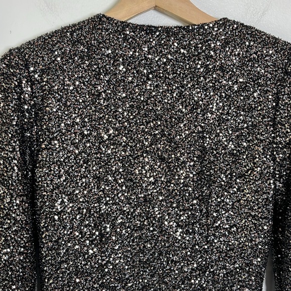 Scotch & Soda Sequins Mini Dress Long Sleeve V-Neck Sheath Sparkle Mini size 34 - Picture 11 of 16